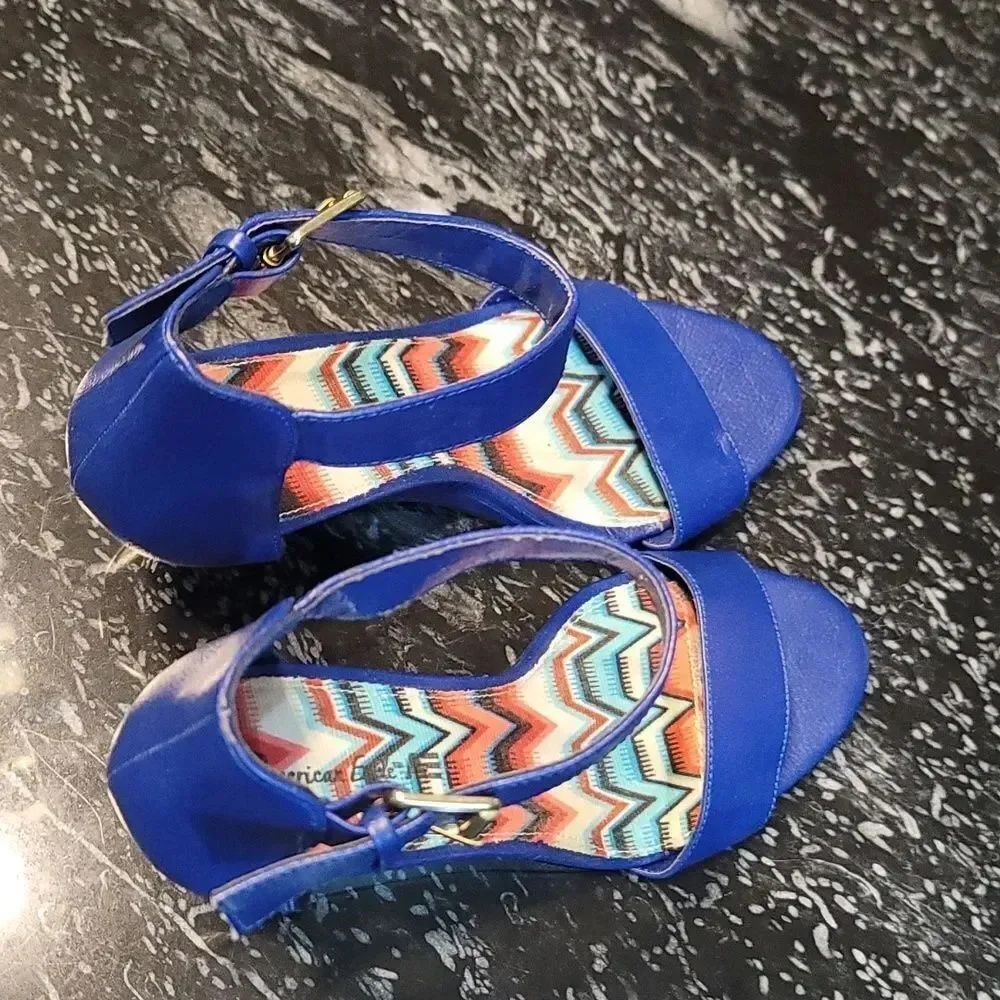 AMERICAN EAGLE WOMEN'S Classic Heels SANDAL ANKLE STRAP OPEN TOE WEDGE SANDAL